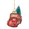 4" Red Metallic Truck with a Sisal Tree Glass Christmas Ornament